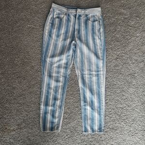 American Eagle Outfitters Women's Blue and White Striped Skinny Jeans